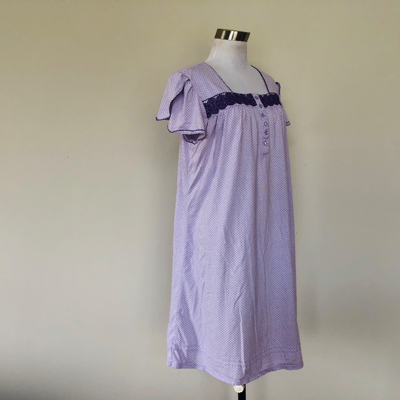 Nightgown Pullover Purple Polka Dot Short Sleeves CELESTIAL DREAMS - Picture 7 of 11